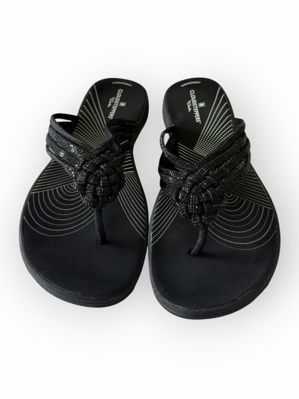 Women’s Clark’s Breeze Gem CloudSteppers Black Flip Flops Size 9